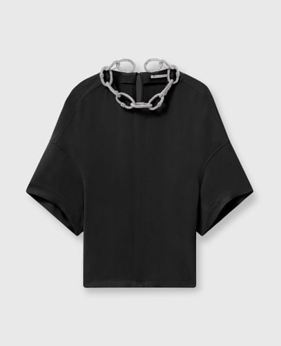 Top a Maniche Corte con Catena in Cristallo, Donna, , Taglia: 38 - Stella McCartney - Modalova