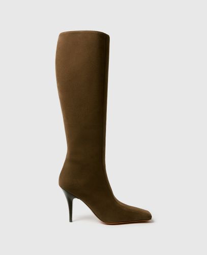 Kniehohe Wildleder Stiletto-Stiefel mit quadratischer Zehenpartie, , Größe: 37 - Stella McCartney - Modalova