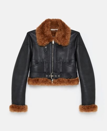 Kurze Bikerjacke aus Teddy Stoff, Frau, , Größe: 38 - Stella McCartney - Modalova