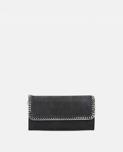 Women Black Falabella Flap Continental Wallet