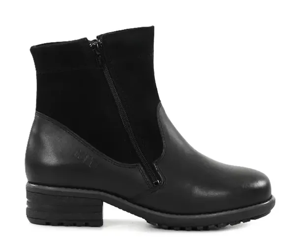 Damen Leder Stiefeletten mit XXL Leisten 2420 aus schwarzem Nappa/Nubuk - Ilves - Modalova