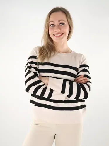 Damen gestreifter Pullover Raglan Birke/Melange Schwarz - Only - Modalova