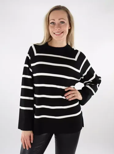 Damen gestreifter Pullover O-Ausschnitt schwarz/w. Birke - Vero moda - Modalova