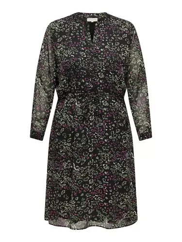 Plus Size Kleid mit V-Ausschnitt schwarz/atristisch - ONLY CARMAKOMA - Modalova