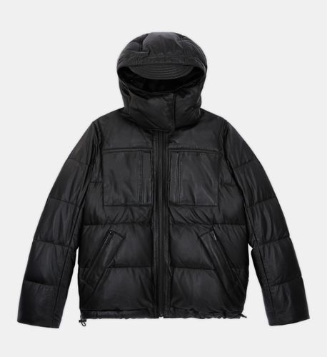 Leather Down Jacket With Straps And Logo - The Kooples - Modalova