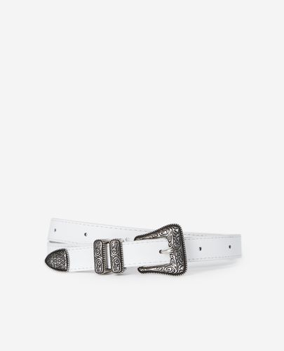 Thin White Leather Belt - The Kooples - Modalova