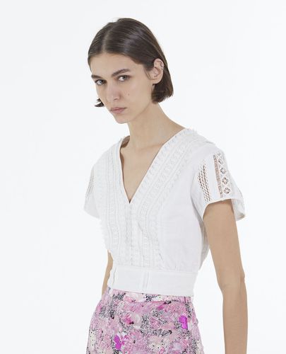 White Short-sleeve Cotton Fitted Top - The Kooples - Modalova