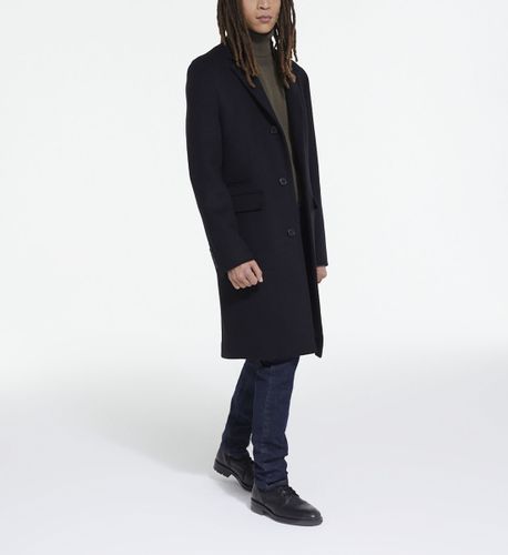 Long Wool Coat With Leopard Lining - The Kooples - Modalova