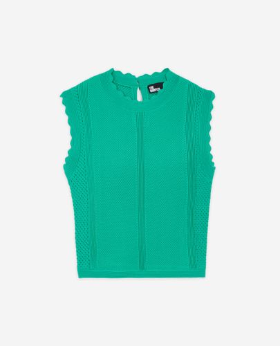 Green Short Openwork Knit Top - The Kooples - Modalova