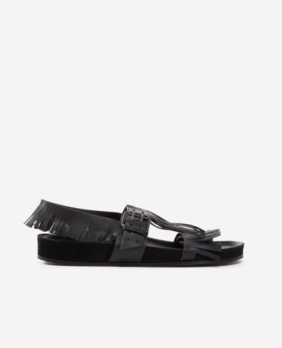 Sandalias Planas Negras Flecos Piel - The Kooples - Modalova
