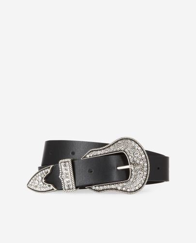 Cinturón Piel Negro Hebilla Plateada - The Kooples - Modalova