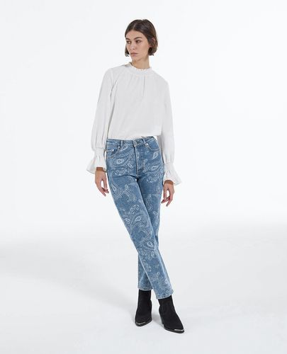 Straight Cropped Jeans With Faded Paisley Pattern - The Kooples - Modalova