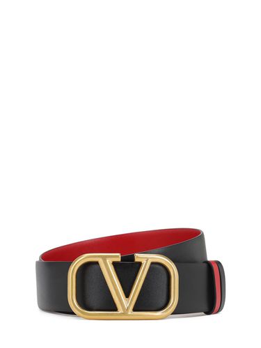 Cinturón Reversible De Piel Con Logo V 4cm - VALENTINO GARAVANI - Modalova