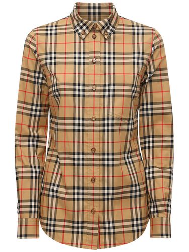 Camisa "lapwing" De Popelina Stretch A Cuadros - BURBERRY - Modalova