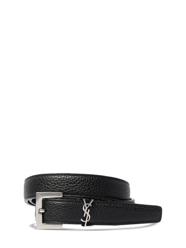 Cintura Ysl In Pelle Texturizzata 2cm - SAINT LAURENT - Modalova