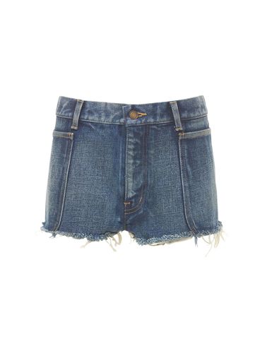 Cotton Denim Mini Shorts - SAINT LAURENT - Modalova