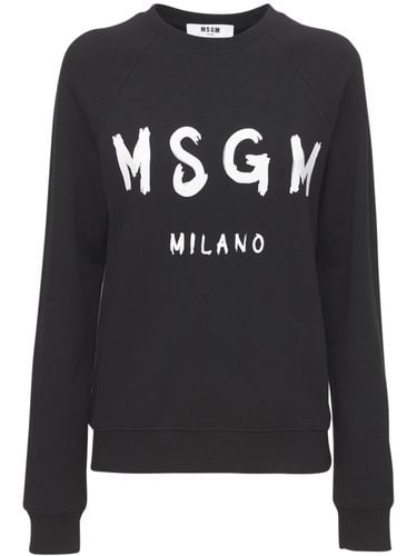 Felpa In Cotone Con Logo - MSGM - Modalova