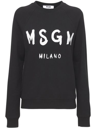 Sudadera De Algodón Con Logo Estampado - MSGM - Modalova