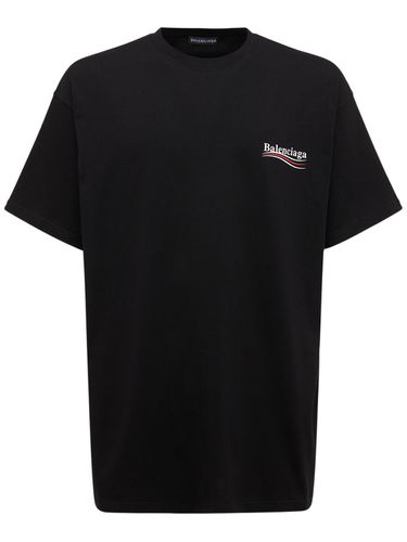 Camiseta De Algodón Con Logo - BALENCIAGA - Modalova