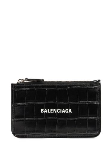 Croc Embossed Leather Zip Card Holder - BALENCIAGA - Modalova