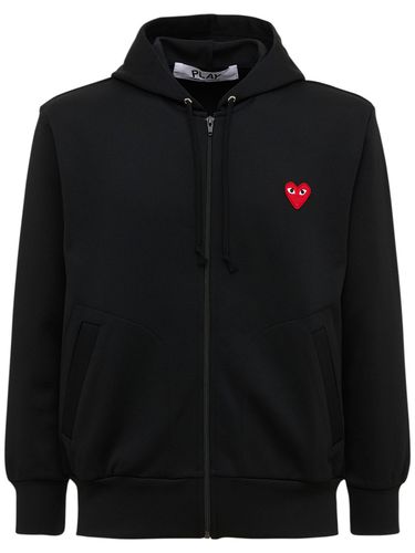 Jersey-hoodie Mit Reißverschluss Und Herz-patch - COMME DES GARÇONS PLAY - Modalova