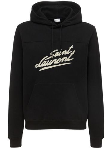 Hoodie Aus Fleece Mit Logodruck - SAINT LAURENT - Modalova