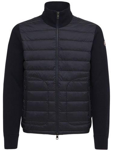 Piumino Con Misto Lana Tricot - MONCLER - Modalova