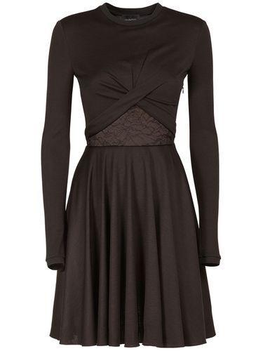 Wool Blend Jersey Mini Dress W/ Lace - GIAMBATTISTA VALLI - Modalova