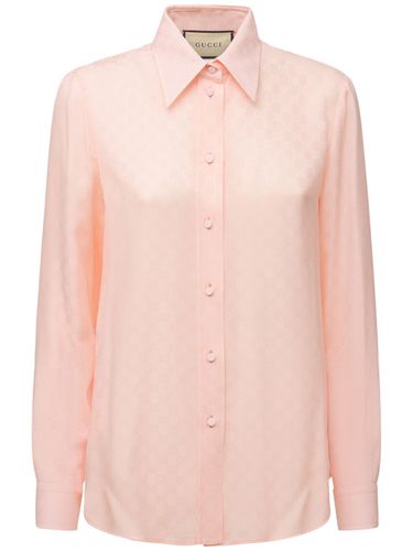 Camicia In Crepe Di Seta Gg Jacquard - GUCCI - Modalova