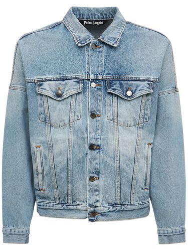 Chaqueta De Denim De Algodón Con Logo Estampado - PALM ANGELS - Modalova