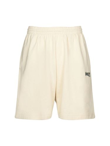 Shorts De Felpa De Algodón Con Logo Bordado - BALENCIAGA - Modalova