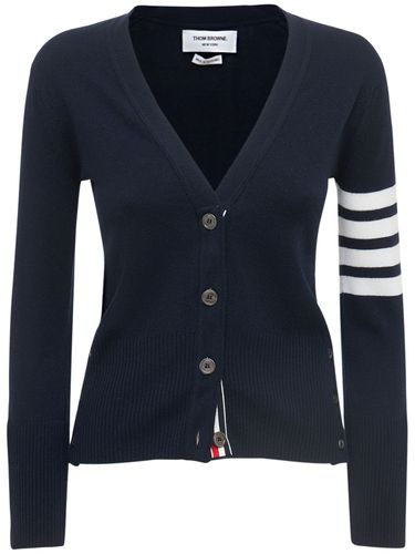 Cardigan In Maglia Di Cashmere A Intarsio - THOM BROWNE - Modalova