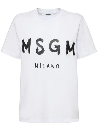 Brush Stroke Logo Printed T-shirt - MSGM - Modalova