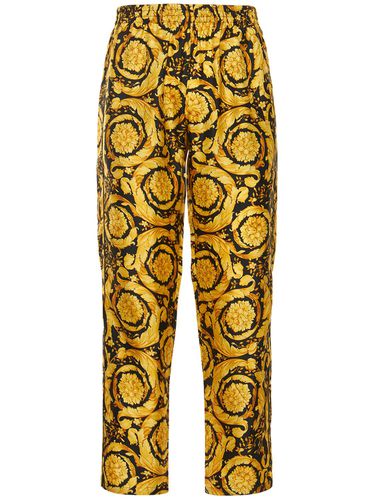 Pantalones Baroque De Sarga De Seda Estampado - VERSACE - Modalova