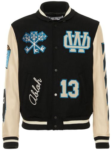 Chaqueta Varsity De Piel - OFF-WHITE - Modalova