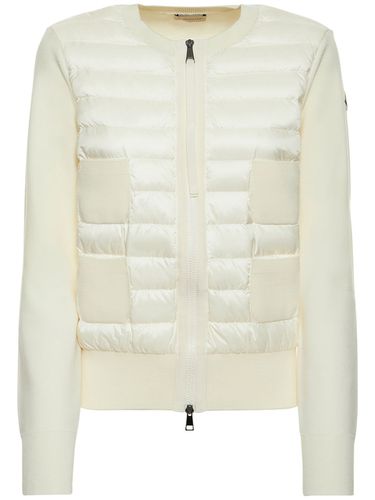 Cárdigan De Plumas De Lana Acolchada - MONCLER - Modalova