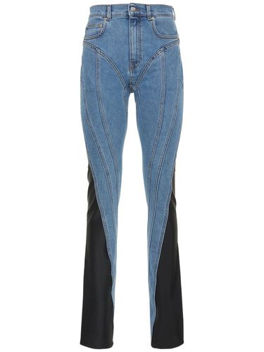 Contrast Denim & Jersey Skinny Jeans - MUGLER - Modalova