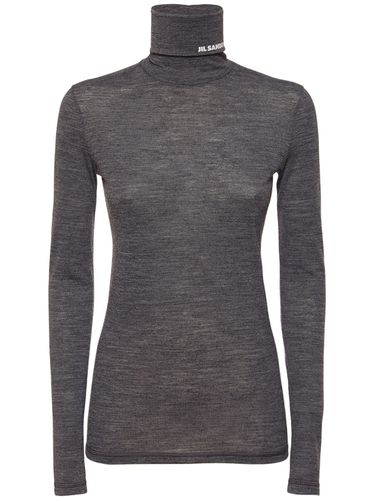 Top Collo Alto In Jersey Di Misto Lana Con Logo - JIL SANDER - Modalova