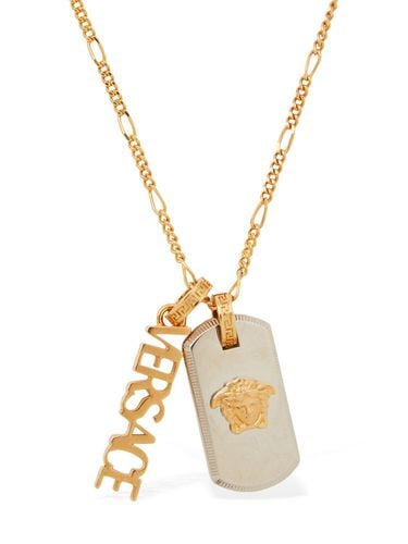 Medusa Tag & Versace Logo Necklace - VERSACE - Modalova