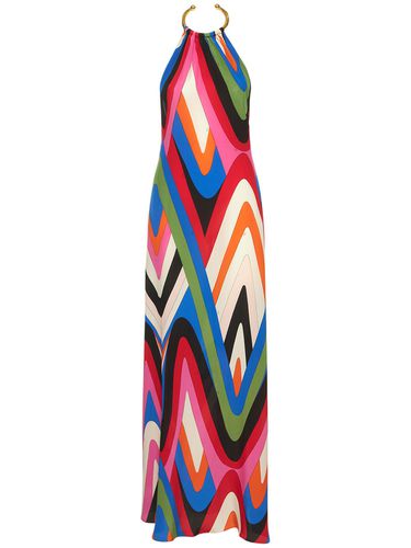 Crepe De Chine Moiré Print Long Dress - PUCCI - Modalova