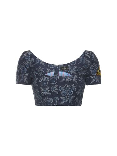 Crop Top In Denim Con Ricami - ETRO - Modalova