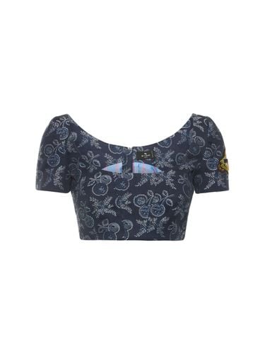 Embroidered Denim Crop Top - ETRO - Modalova