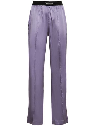 Logo Silk Satin Pajama Pants - TOM FORD - Modalova