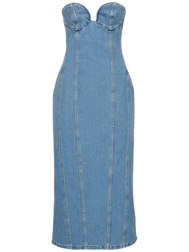 Cotton Denim Bustier Midi Dress - MAGDA BUTRYM - Modalova