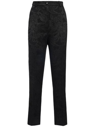 High Rise Jacquard Straight Pants - DOLCE & GABBANA - Modalova