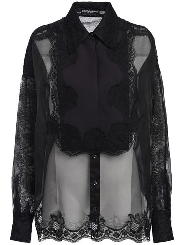 Camisa De Seda Con Organza Y Encaje - DOLCE & GABBANA - Modalova