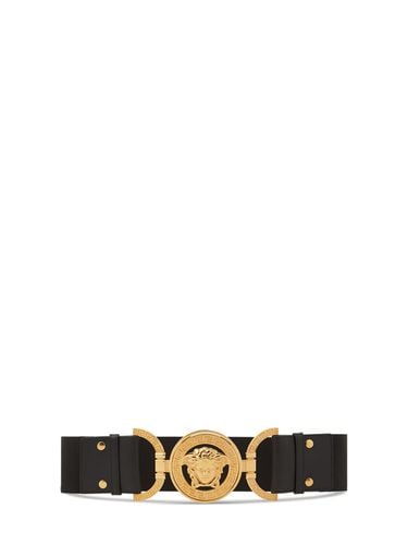 Mm Elastic Leather Belt - VERSACE - Modalova