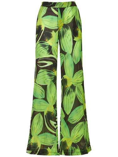 Wide Leg Printed Creponne Pants - LOUISA BALLOU - Modalova