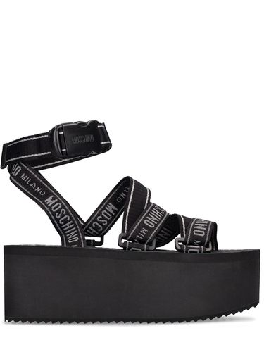 Mm Nylon Platform Wedge Sandals - MOSCHINO - Modalova