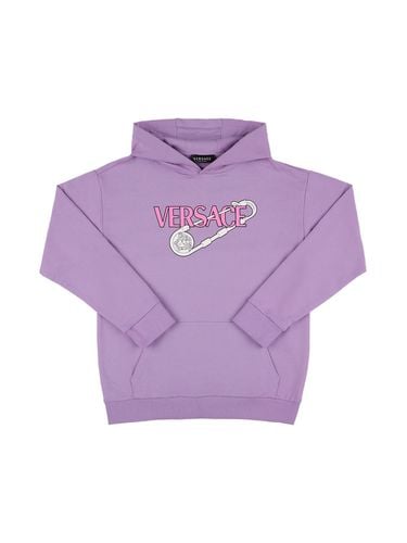 Sudadera De Algodón Estampado Con Capucha - VERSACE - Modalova